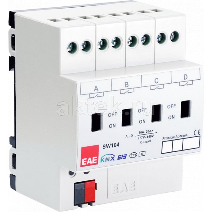EAE Technology SA104 4-канальный KNX-актуатор 16А DIN4M