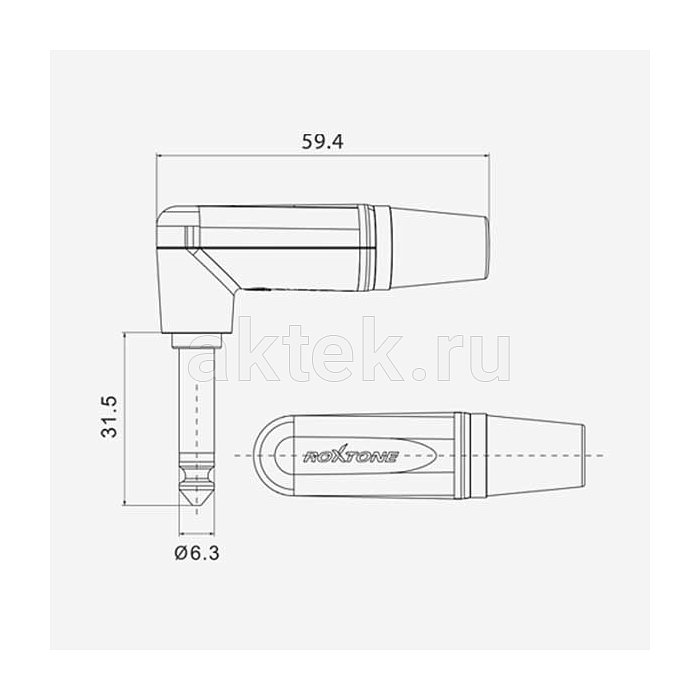 ROXTONE PJ2RX-BG-PURE разъём Jack 6,3 мм, гнездо 3