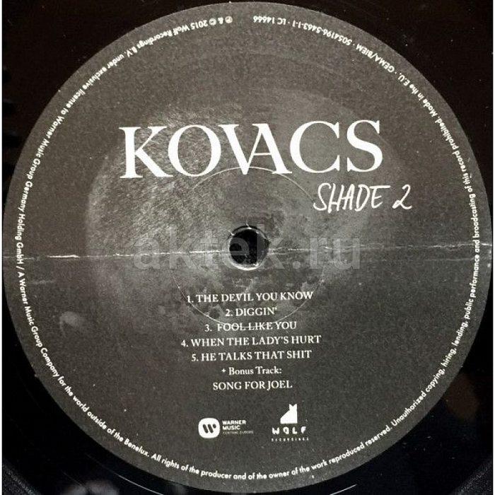 Виниловая пластинка KOVACS - SHADES OF BLACK 180 GRAM BLACK VINYL 12" 4