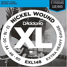 D'Addario EXL148 комплект струн, калибр 12-60, обмотка из никелированной стали