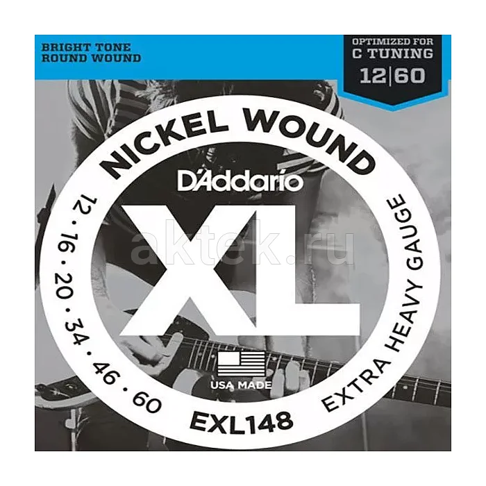 D'Addario EXL148 комплект струн, калибр 12-60, обмотка из никелированной стали
