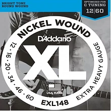 D'Addario EXL148 комплект струн, калибр 12-60, обмотка из никелированной стали