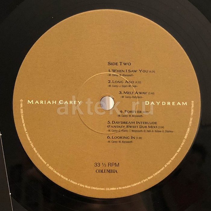 Виниловая пластинка MARIAH CAREY - DAYDREAM 180 GRAM BLACK VINYL 12" 3
