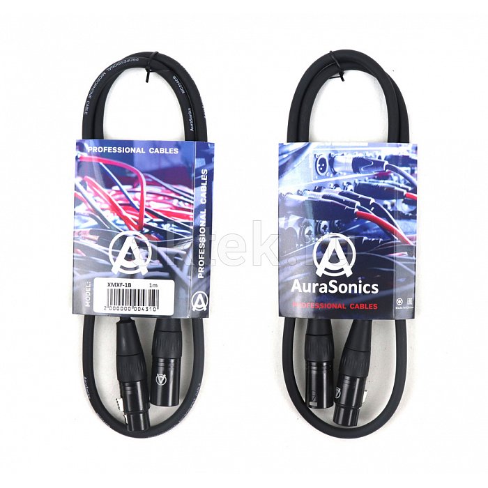 AuraSonics XMXF-1B кабель микрофонный XLR(F)-XLR(M), 1 м, 24 AWG, чёрный