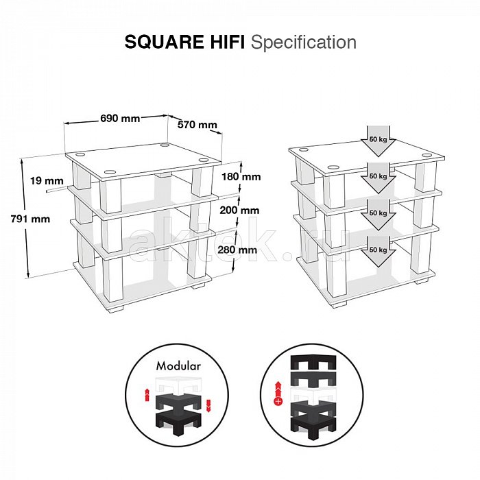 NorStone Square HiFi стойка для Hi-Fi аппаратуры 4