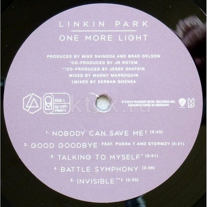 Виниловая пластинка LINKIN PARK - ONE MORE LIGHT 180 GRAM BLACK VINYL 12" 3
