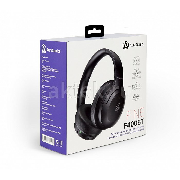 AuraSonics FINE F400BT ANC наушники c Bluetooth V5,3, полноразмерные 5