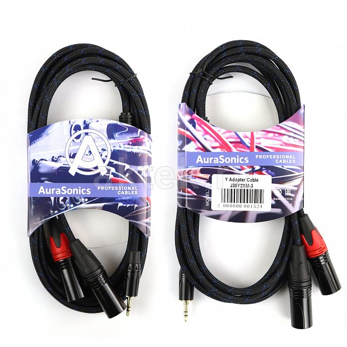 AuraSonics J35Y2XM-3 аудио Y-кабель jack 3,5 -> 2 x XLR, 3 м