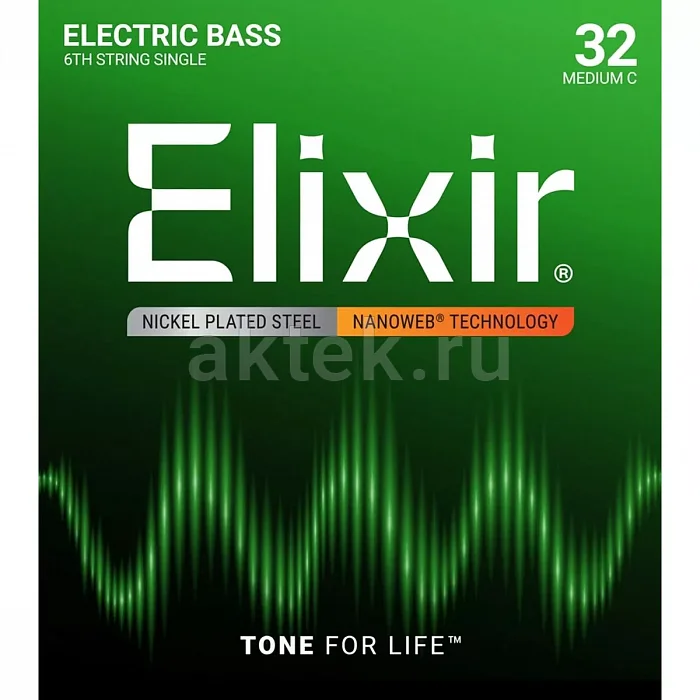 Elixir 15332 NanoWeb одиночная басовая струна, калибр 032