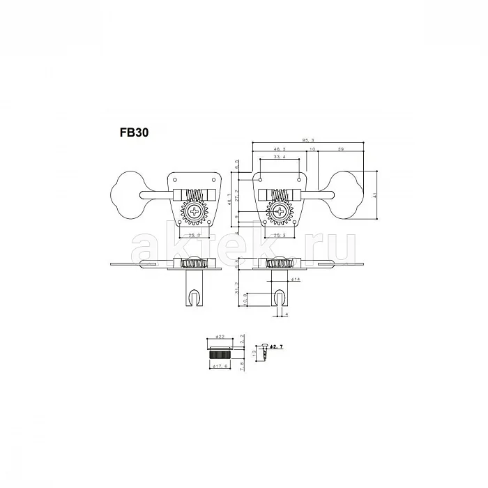 Gotoh FB30-N-(L4) басовые колки 4L, открытые, 1:20 2