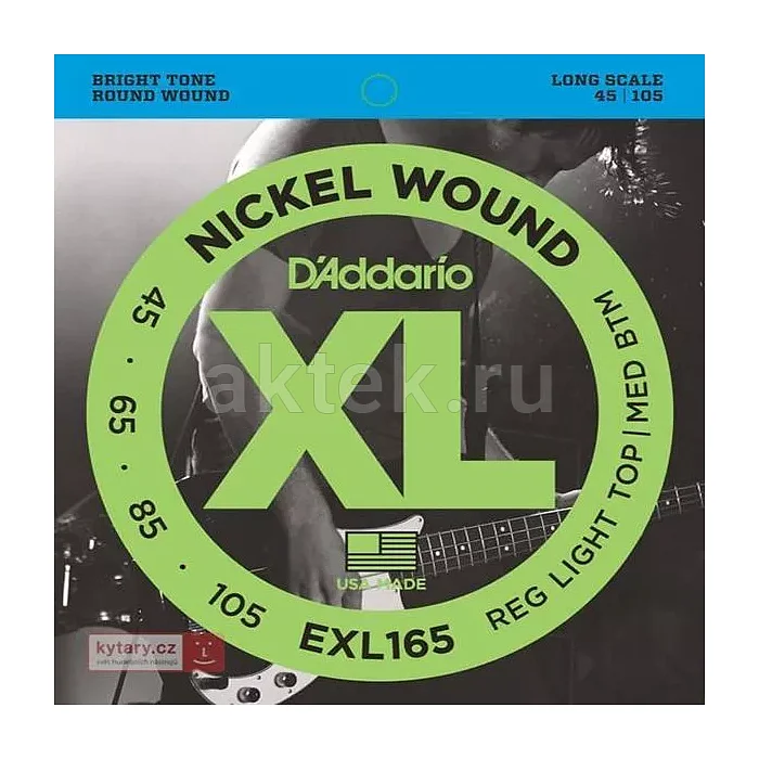 D'Addario EXL165 комплект струн четырёхструнной бас-гитары, 45–105