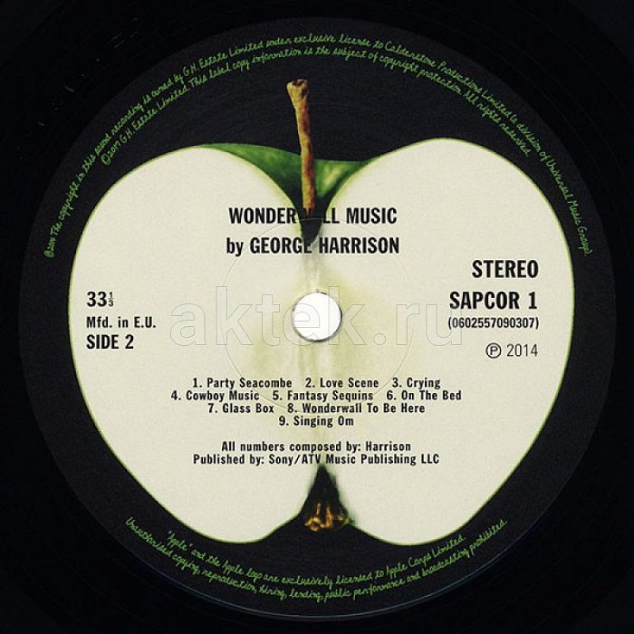 Виниловая пластинка GEORGE HARRISON - WONDERWALL MUSIC BLACK VINYL 12" 5