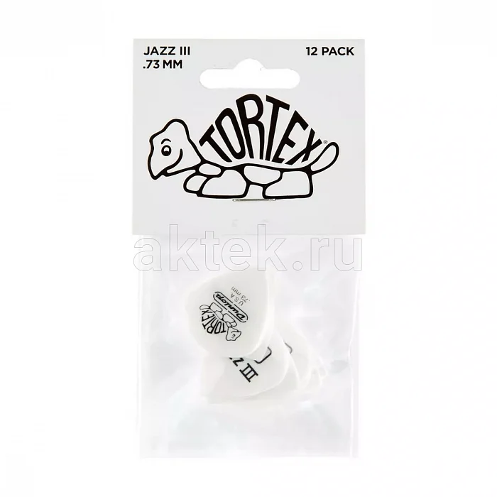 Dunlop 478P073 Tortex White Jazz III медиаторы, 0,73 мм 4