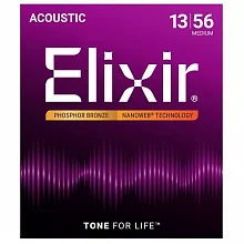 Elixir 16077 NanoWeb комплект струн акустической гитары, 12–56