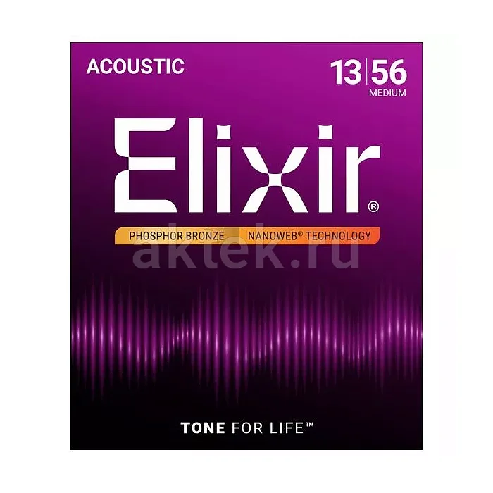 Elixir 16077 NanoWeb комплект струн акустической гитары, 12–56