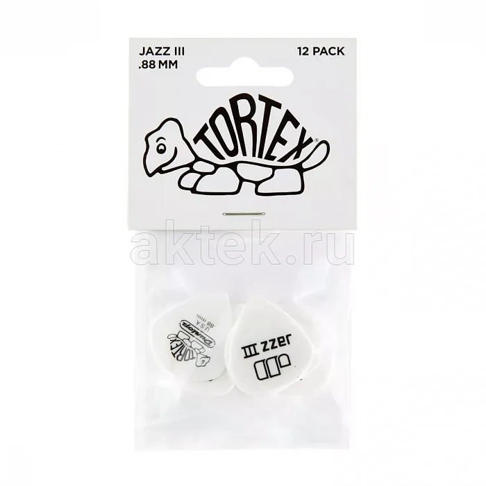 Dunlop 478P088 Tortex White Jazz III медиаторы, 0,88 мм 4
