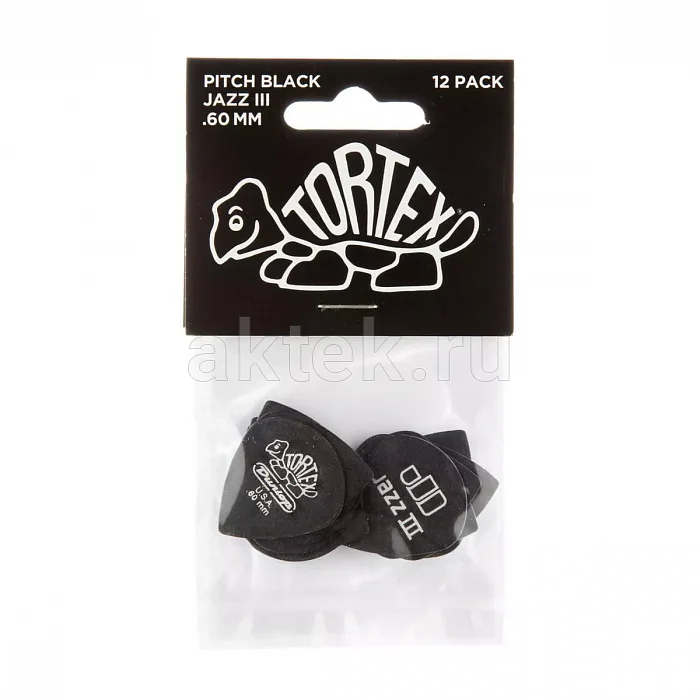 Dunlop 482P060 Tortex Pitch Black Jazz медиаторы, 0,6 мм 4