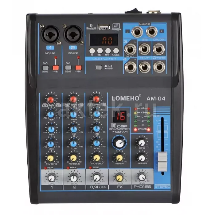 LOMEHO AM-04 аналоговый микшер, 4 каналов, Bluetooth
