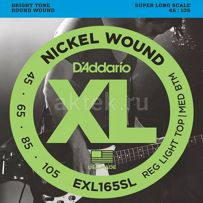 D'Addario EXL165SL струны для длинномензурной бас-гитары, 45-105