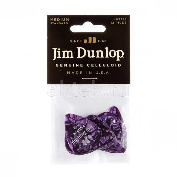 Dunlop 483P13MD Celluloid Purple Pearloid Medium медиаторы, целлулоид, 12 шт 4