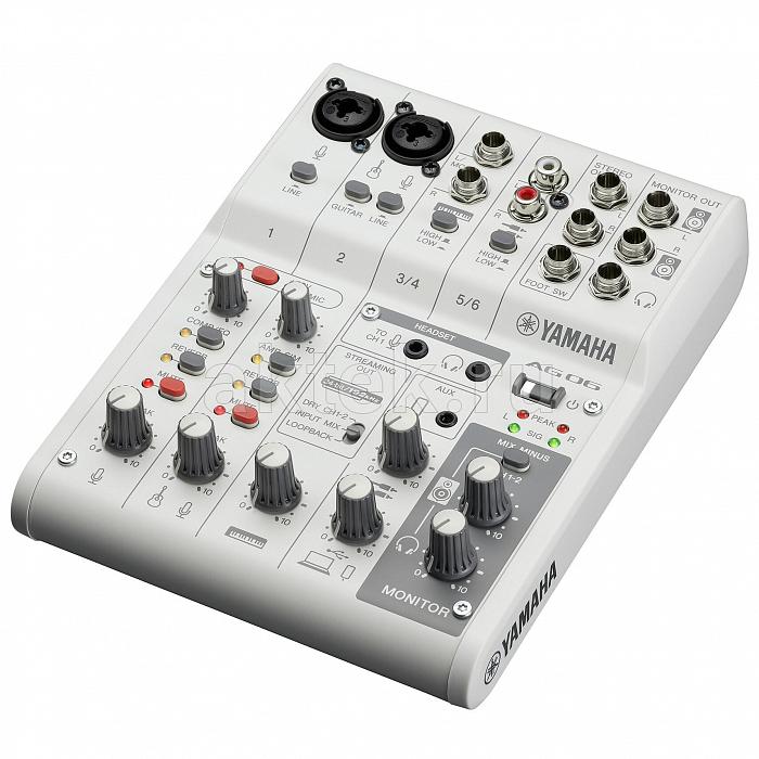 Yamaha AG06MK2 аудиоинтерфейс, белый, 6 каналов, USB 2