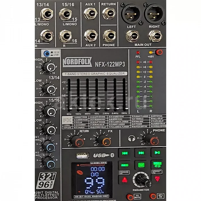 Nordfolk NFX-122MP3 аналоговый микшер, 15 каналов, Bluetooth 3