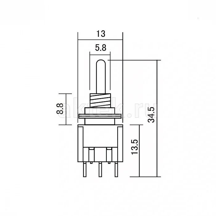 Hosco H-ON-ON-B мини-тумблер для гитары, 2 положения 2