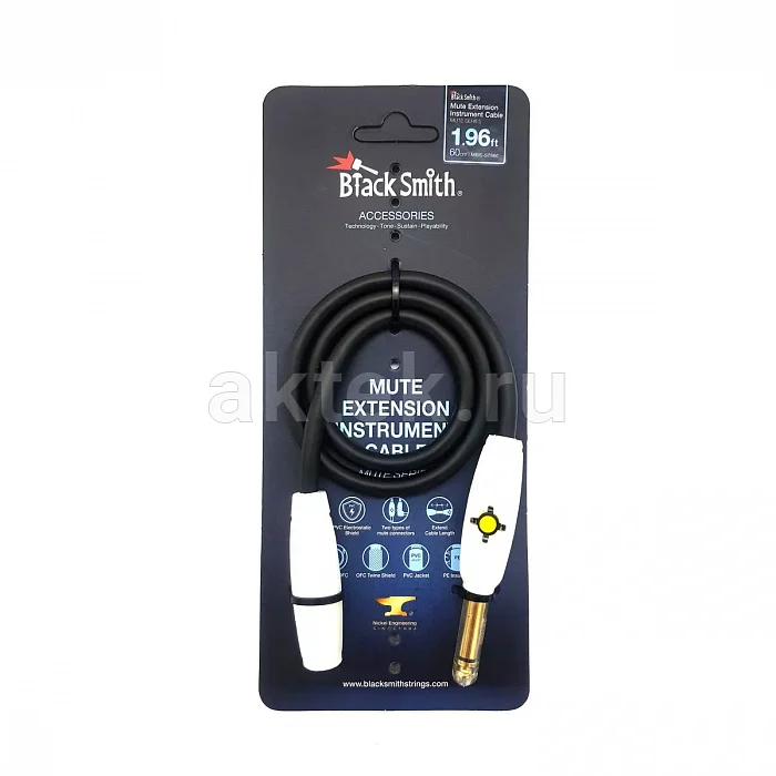 BlackSmith Mute Extension Instrument Cable 1.96ft MEIC-STS60, Jack–Jack, кнопка Mute