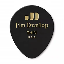 Dunlop 485P03TH Celluloid Black Teardrop Thin медиаторы, целлулоид, 12 шт