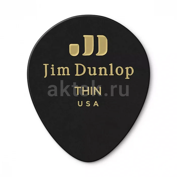 Dunlop 485P03TH Celluloid Black Teardrop Thin медиаторы, целлулоид, 12 шт