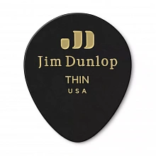Dunlop 485P03TH Celluloid Black Teardrop Thin медиаторы, целлулоид, 12 шт