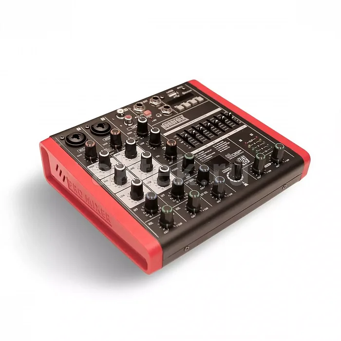 Nordfolk NCM-4DSP аналоговый микшер, 2 ComboXLR-входа, 99 эффектов, Bluetooth