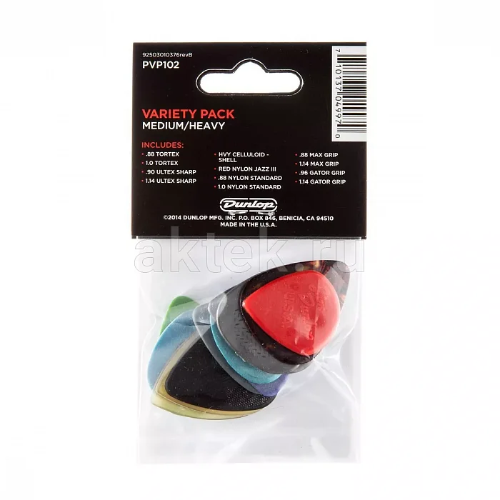 Dunlop PVP102 Variety 12Pack медиаторы, tortex, средние, 12 шт 2