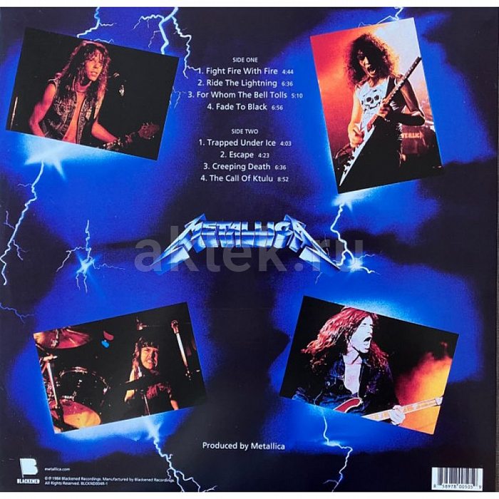 Виниловая пластинка METALLICA - RIDE THE LIGHTNING 180 GRAM BLACK VINYL 12" 2