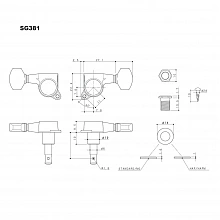 Gotoh SG381-07-B-(L6) герметичные гитарные колки, 6 слева, передача 1:16 2