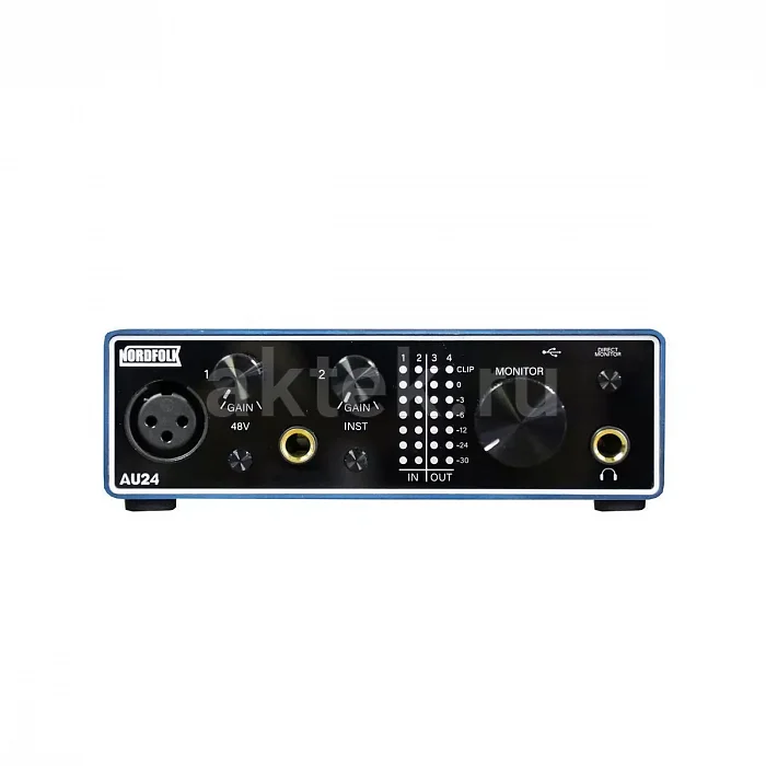 Nordfolk AU24 USB-аудиоинтерфейс, 24 бит/192 кГц, фантом 48 В 2