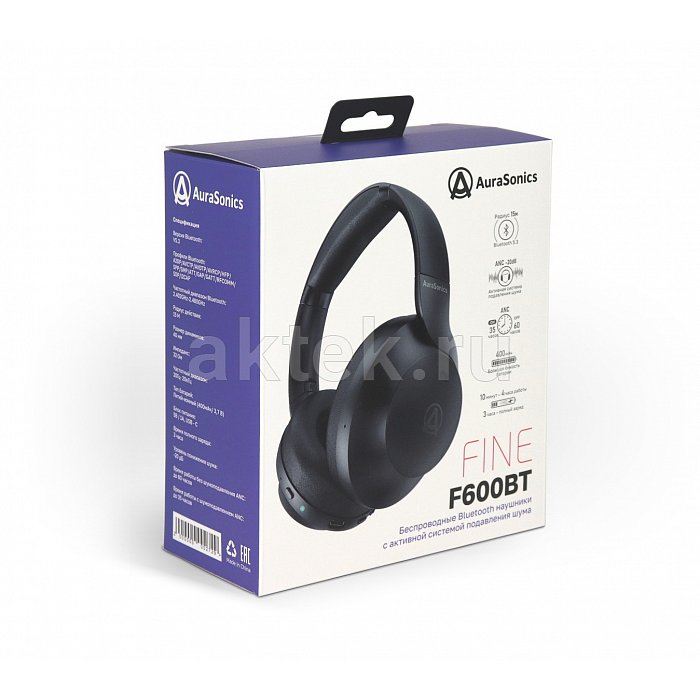 AuraSonics FINE F600BT ANC наушники c Bluetooth V5,3, полноразмерные 5