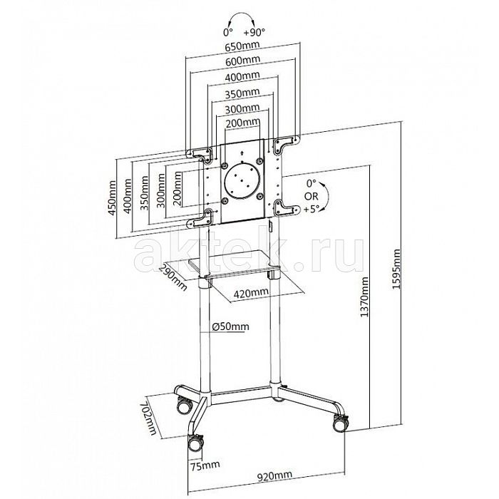 Digis DSM-P566 мобильная стойка ТВ 37–70″ VESA600×400 до70кг 5