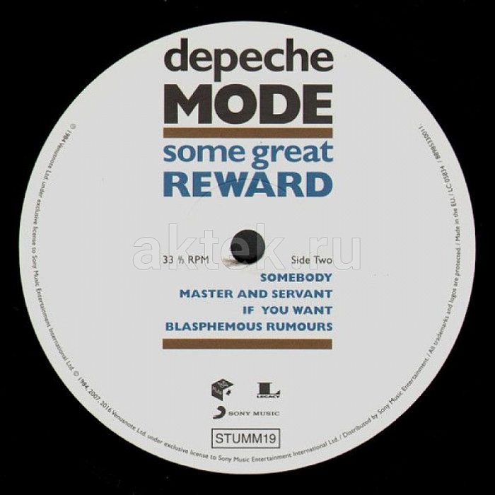 Виниловая пластинка DEPECHE MODE - SOME GREAT REWARD BLACK VINYL 12" 4