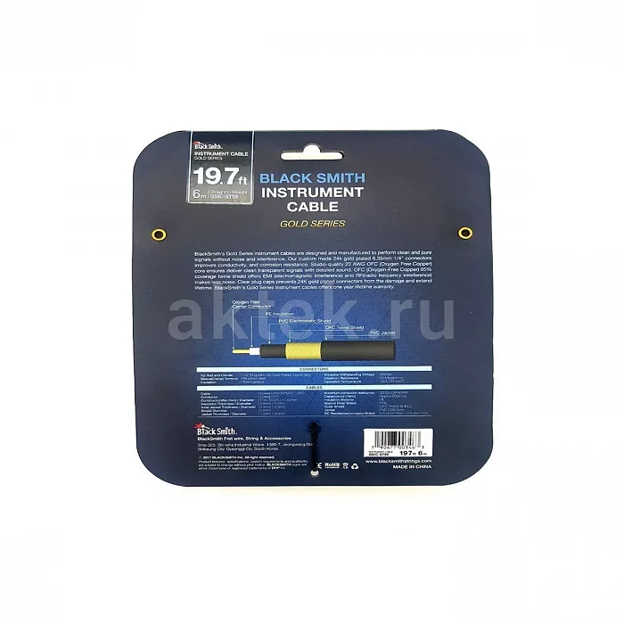 BlackSmith Instrument Cable Gold Series 19.7ft инструментальный кабель, 6 м 2