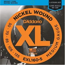 D'Addario EXL160-5 комплект струн, 5 струн, калибр 50-135