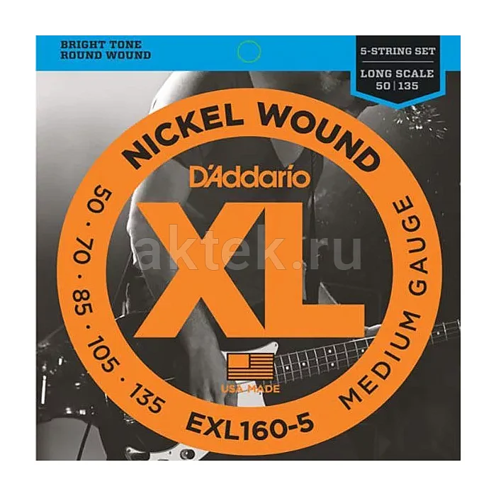D'Addario EXL160-5 комплект струн, 5 струн, калибр 50-135
