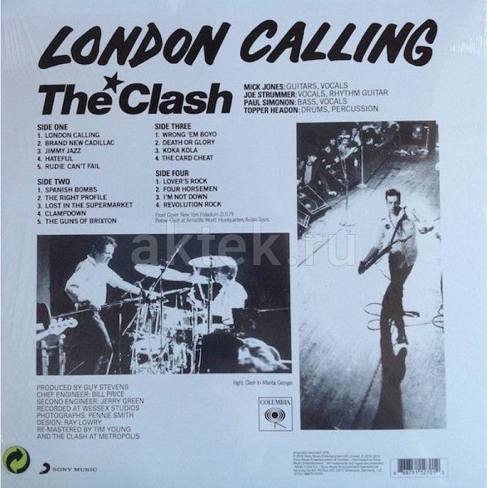 Виниловая пластинка THE CLASH - LONDON CALLING 180 GRAM BLACK VINYL 12" 2