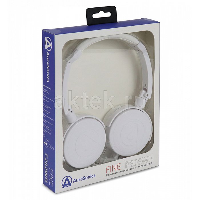 AuraSonics FINE F202WH наушники проводные, складные, белый 3