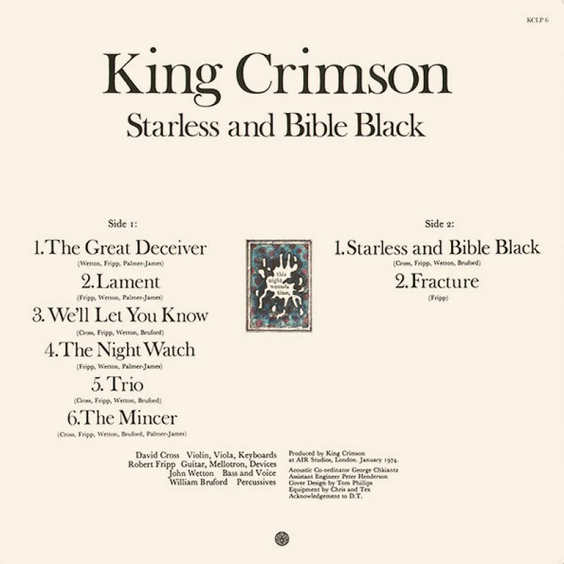 Виниловая пластинка KING CRIMSON - STARLESS AND BIBLE BLACK BLACK VINYL 12" 2 Виниловая пластинка KING CRIMSON - STARLESS AND BIBLE BLACK BLACK VINYL 12" 2