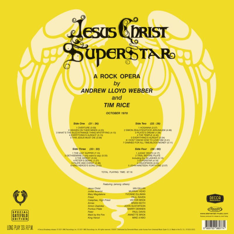 Виниловая пластинка V/A - JESUS CHRIST SUPERSTAR BLACK VINYL 12" 3