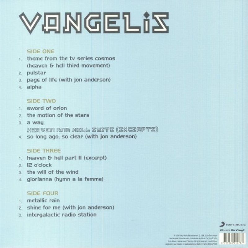 Виниловая пластинка VANGELIS - GIFT 180 GRAM BLACK VINYL 12" 2