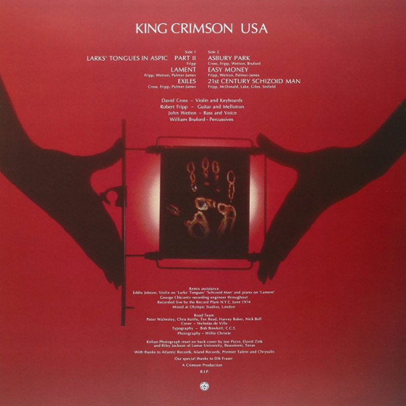Виниловая пластинка KING CRIMSON - USA BLACK VINYL 12" 2