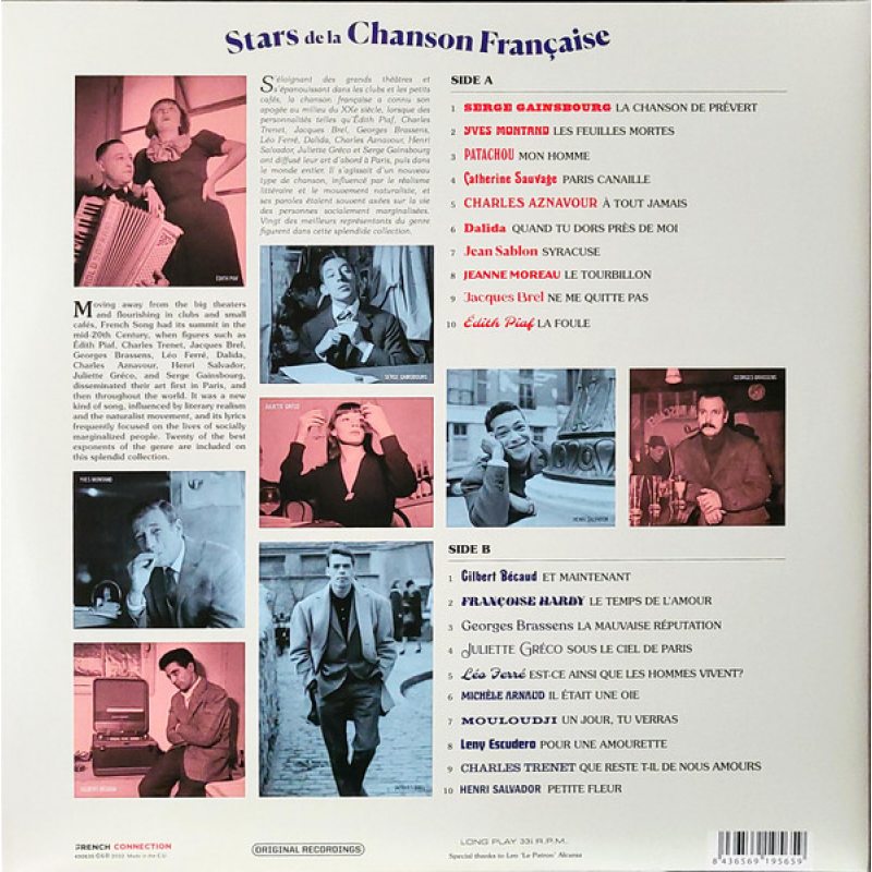 Виниловая пластинка V/A - STARS DE LA CHANSON FRANGAISE 180 GRAM BLACK VINYL 12" 2