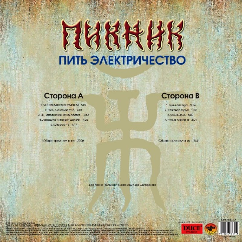 Виниловая пластинка ПИКНИК - ПИТЬ ЭЛЕКТРИЧЕСТВО BLUE VINYL 12" 2